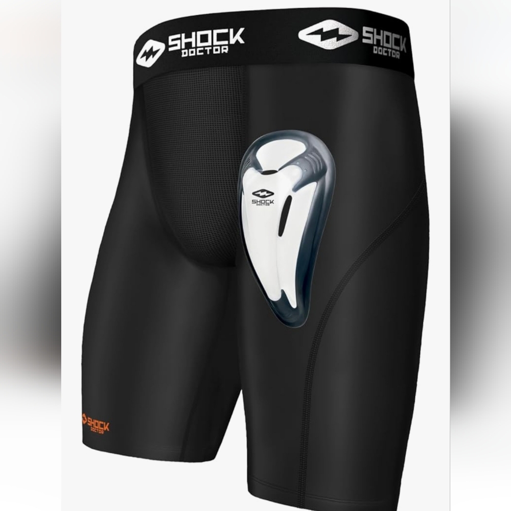 Shock Doctor Black Compression Shorts with Protective Cup